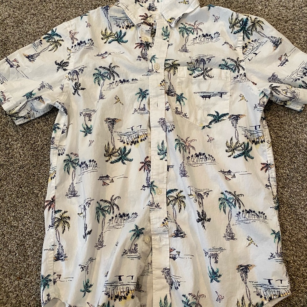 Palm tree white button up